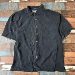ビンテージ　古着　JAMAICA JAXX シルク　メンズ　半袖シャツ　黒　L