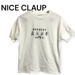 【NICE CLAUP】ホワイト 刺繍デザイン Tシャツ ナチュラルカジュアル