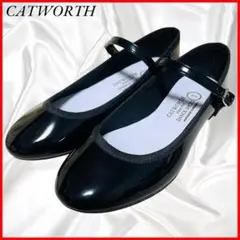 【超美品】CATWORTH キャットワース 23cm ストラップ パンプス 黒 CATWORTH【キャットワース】 Low Heel Syllabus ITALIAN CALF
