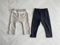 ボトムス　長ズボン　2着セットまとめ売り　ベージュ花柄レース　黒ドット