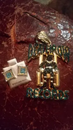 神幻特注DEATHROWRECORDSペンダントピアスセットhiphopBBOY