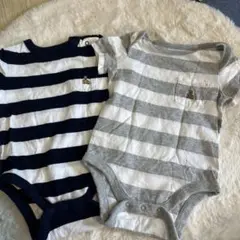 極美品　GAPストライプロンパース2枚セット　3-6m