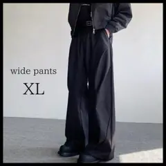メンズ　変形ワイドパンツ　スラックス　無地　ブラック　モード　Y2K