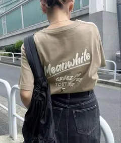 【未使用タグ付】andme プリントエンブロイダリーロゴ半袖Tシャツ M