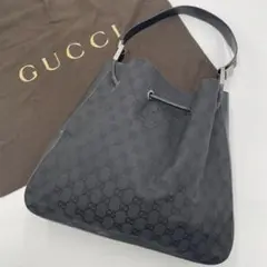 極希少✨グッチ ショルダーバッグ GGキャンバス ロゴ刻印 大容量 肩かけ 黒