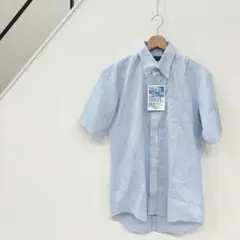 ヒルマン/吸汗速乾/ボタンダウン/半袖シャツ/ワイシャツ/メンズ/水色