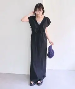mystic シャーリングスクエアワンピース　ブラック1size