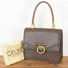 高級 CELINE セリーヌ ダブルフラップ カーフ レザー 本革 ハンド