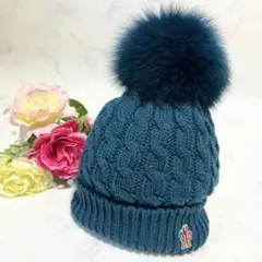 極美品⭐︎ 希少色 MONCLER フォックスファー付き ボンボン ニット帽子