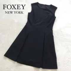 【美品】フォクシー ニューヨーク ノースリーブワンピース フレア プリーツ 40