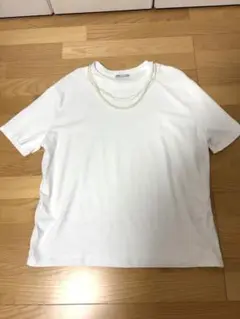 新品！未使用　ZARA パールネックレス付きホワイトTシャツ