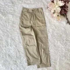 ユニクロ ハイウエストチノワイドストレートパンツ ベージュ系 (58)