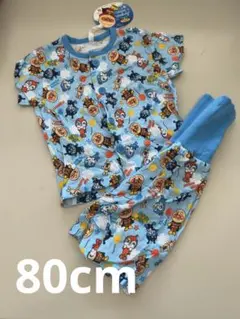 新品未使用　タグ付き　アンパンマン ベビー半袖パジャマ 青　腹巻き付80cm