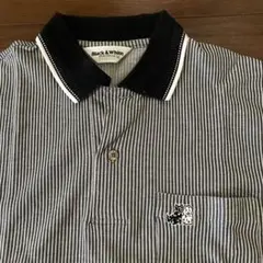 Black & White ゴルフ等　ストライプ ポロシャツ M
