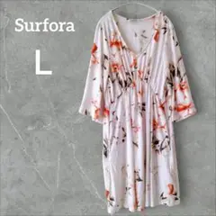 ❤１点限り❤Surfora 花柄 Vネック ワンピース Lサイズ