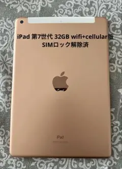 iPad 第7世代 32GB wifi+cellular版 SIMロック解除済