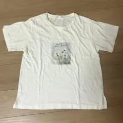 花柄プリントアイボリーTシャツ L