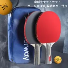 卓球ラケット セット ラケット2本 ピンポン玉3個 ケース付　初心者