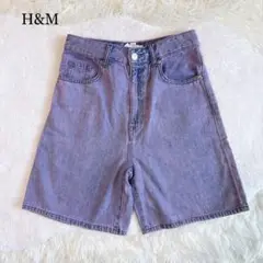 新品未使用　H&M デニムショートパンツ 34 紫