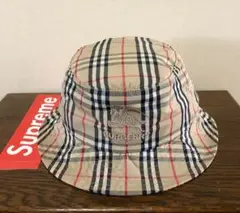 帽子 Supreme Burberry Crusher Black M/L NWT Supreme NY Webbing Logo Bucket Hat Crusher Black Men's S