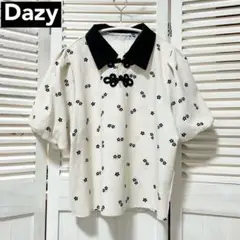 極美品 Dazy デイジー フレンチシック バブルスリーブ シフォンブラウス L