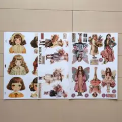 ★エミゴン様★コラージュシート　ヴィンテージガールE花束　人物　女の子　他