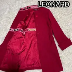 高級 LEONARD レオナール 花柄 ロングコート カシミア アンゴラ