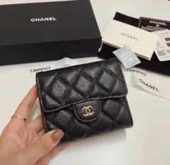 CHANEL ブラック レザー カードケース