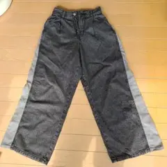 試着のみ★GU ライトデニム サイドラインパンツ JR Sサイズ