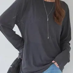 【美品】【試着のみ】シアー　チャコール長袖Tシャツ Lサイズ【神戸レタス】