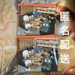 【2点】はぴだんぶい×スシロー コラボ サンリオ　ファスナーポーチ 全員集合