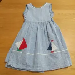 ノースリーブワンピース 　ファミリア　 青と白 ギンガムチェック