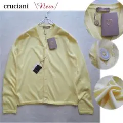 【新品タグ付】cruciani Vネック ニット カーディガン イエロー 44