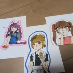 手描きオリジナルイラスト 原画3枚セット