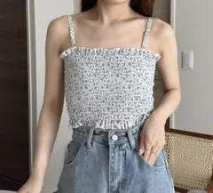 チューブトップ　ブラトップ　小花柄　短丈　キャミソール
