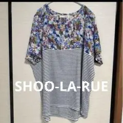 シューラルー 半袖オーバーサイズTシャツ 花柄 ボーダー 大きいサイズ L