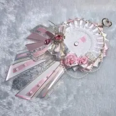 ハンドメイド ロゼット 痛ロゼット 白 ピンク