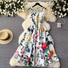 花柄　ワンピース　レディース　レース　ロング　パーティー　半袖　ドレス
