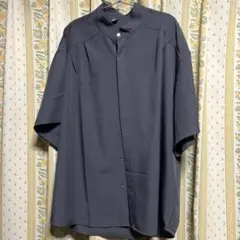 XXL ダークグレー ボタン付きスタンドカラーシャツ