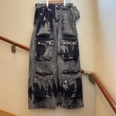 ブリーチカーゴデニムパンツ　ワイドデニムパンツ