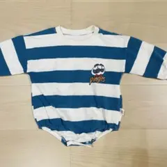 プリングルス風長袖ロンパース 青白ストライプ 80cm