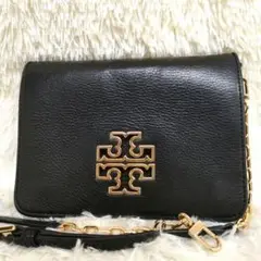 美品✨トリーバーチ 金ロゴ ショルダーバッグ チェーン レザー ブラック