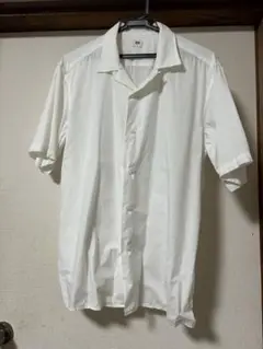 ホワイト 半袖ボタンシャツ