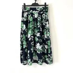 新品◆ナノユニバース◆花柄フレアースカート◆ネイビー