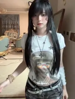 y2k 平成ギャル プリント Tシャツ