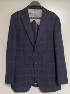 THE SUIT COMPANY 春夏 チェック ウールジャケット ネイビー M