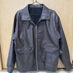 ダークブラウン　フェイクレザージャケット