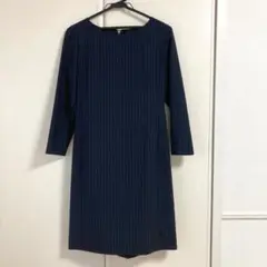 新品・未使用　ストライプ柄 膝下丈ワンピース