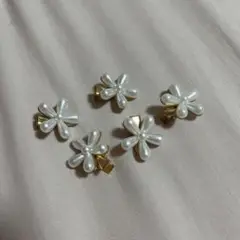 花形パール風ビーズヘアピン5個セット