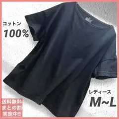 ナチュラルコットン 黒Tシャツ 無地ブラック 綿100% レディースM〜L 夏服